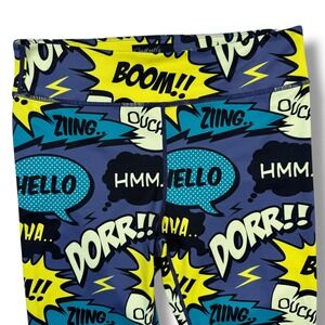 Constantly Varied Gear Leggings Women Medium Blue Pop Art Comic Book Print CVG